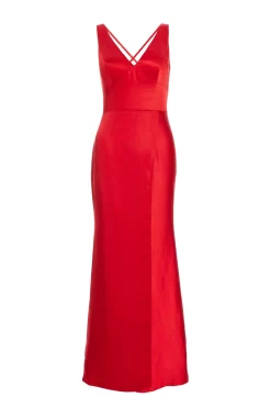Red Satin Maxi Dress