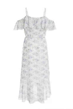 White Floral Cold Shoulder Wrap Midi Dress 10 White Floral Cold Shoulder Wrap Midi Dress -Women Clothing Sale 00100036831 ZB scaled