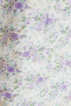 White Floral Cold Shoulder Wrap Midi Dress -Women Clothing Sale 00100036831 ZS