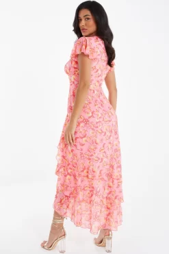 Pink Chiffon Paisley Print Maxi Dress -Women Clothing Sale 00100036833 XB scaled