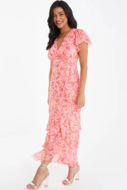 Pink Chiffon Paisley Print Maxi Dress -Women Clothing Sale 00100036833 XS scaled
