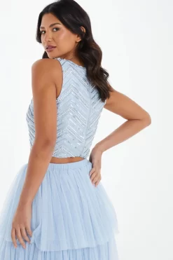 Blue Beaded Crop Top 8 Blue Beaded Crop Top -Women Clothing Sale 00100036839 XB scaled