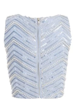 Blue Beaded Crop Top 10 Blue Beaded Crop Top -Women Clothing Sale 00100036839 ZB