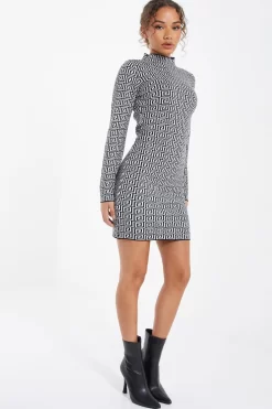 White Geometric Mini Jumper Dress 9 White Geometric Mini Jumper Dress -Women Clothing Sale 00100036855 XS scaled