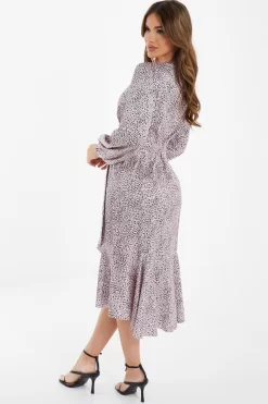 Pink Satin Animal Print Midi Dress 8 Pink Satin Animal Print Midi Dress -Women Clothing Sale 00100036862 XB scaled