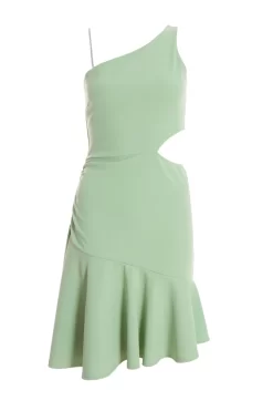 Sage Diamante One Shoulder Mini Dress 8 Sage Diamante One Shoulder Mini Dress -Women Clothing Sale 00100036924 ZM scaled