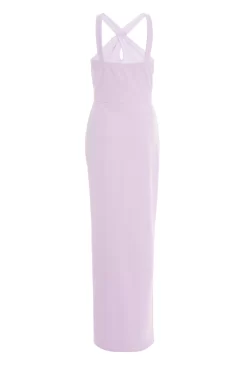 Lilac Halter Neck Diamante Maxi Dress -Women Clothing Sale 00100036944 ZB scaled