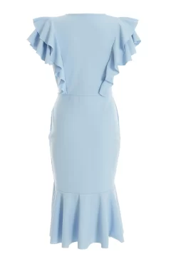 Light Blue Buckle Frill Midi Dress 10 Light Blue Buckle Frill Midi Dress -Women Clothing Sale 00100036956 ZB scaled