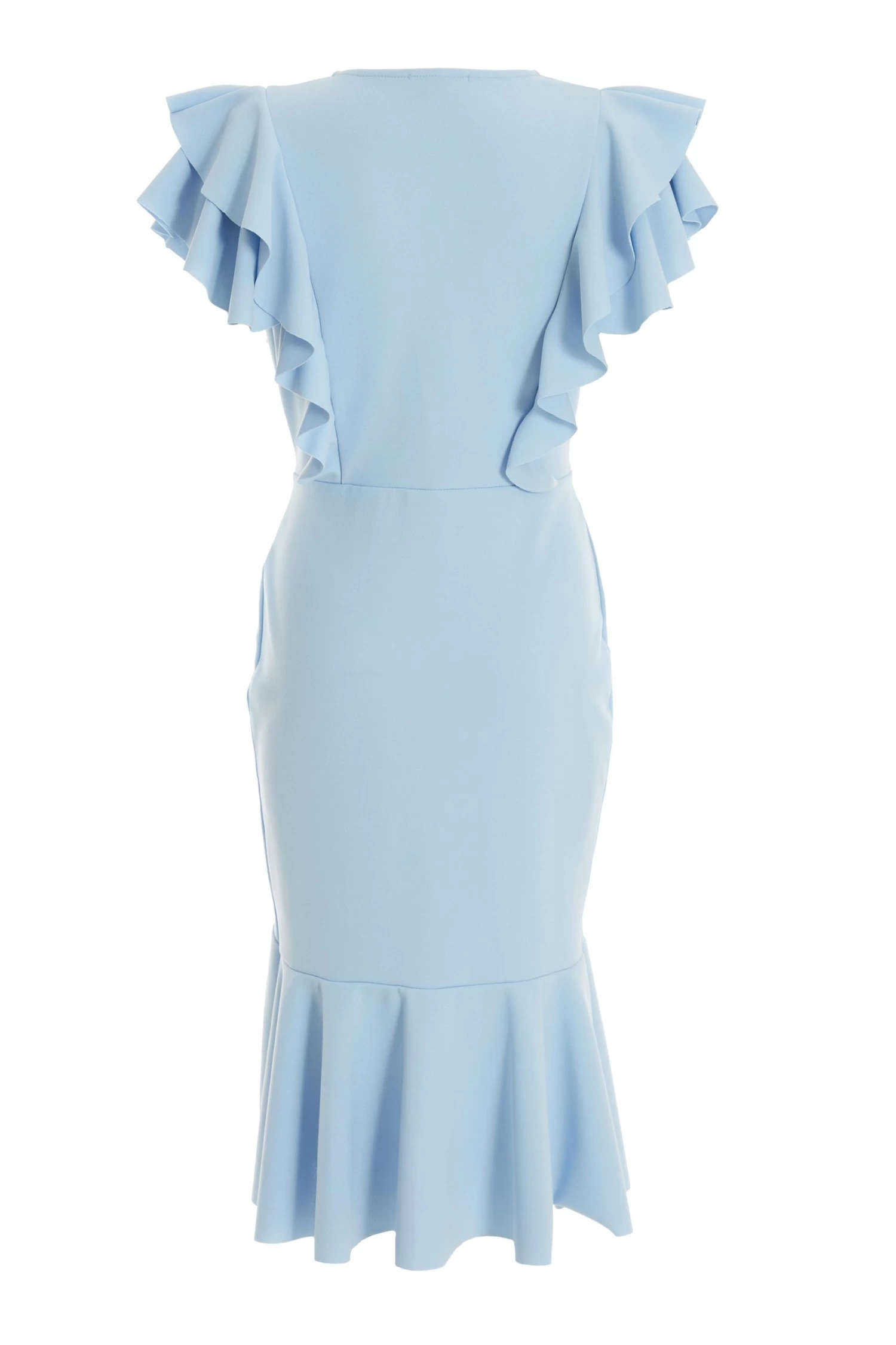 Light Blue Buckle Frill Midi Dress 5 Light Blue Buckle Frill Midi Dress - Image 5