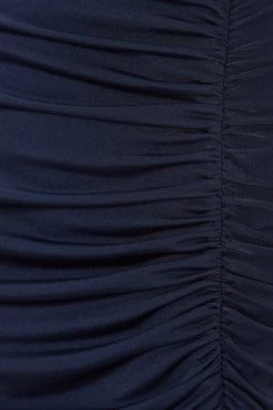 Navy Ruched Bodycon Midi Dress -Women Clothing Sale 00100036987 ZS