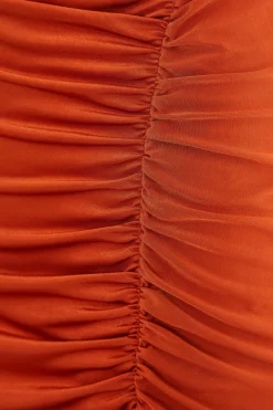 Rust Ruched Bodycon Midi Dress -Women Clothing Sale 00100036988 ZS scaled