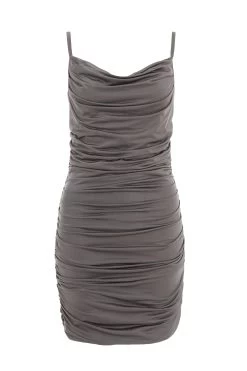 Grey Ruched Bodycon Mini Dress