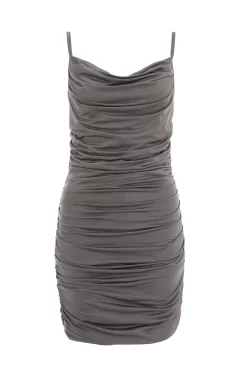 Grey Ruched Bodycon Mini Dress