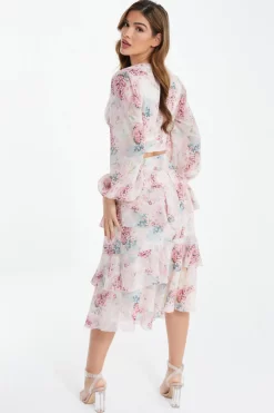 Light Pink Chiffon Floral Tiered Midi Skirt 8 Light Pink Chiffon Floral Tiered Midi Skirt -Women Clothing Sale 00100037025 XB scaled