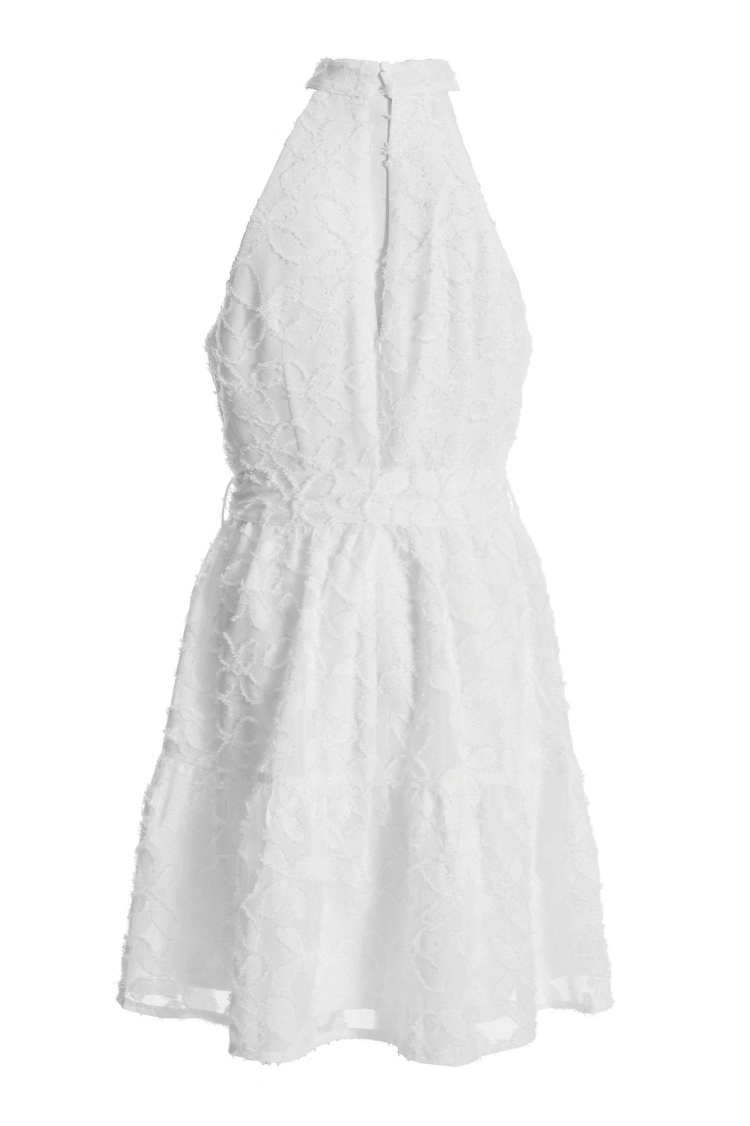 White Jacquard Halter Neck Mini Dress 5 White Jacquard Halter Neck Mini Dress - Image 5