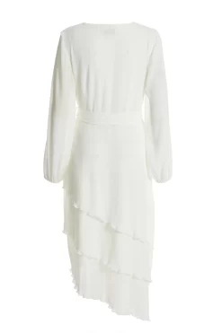 White Chiffon Crinkle Wrap Midi Dress 10 White Chiffon Crinkle Wrap Midi Dress -Women Clothing Sale 00100037029 ZB scaled