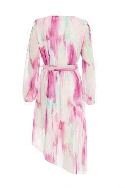 Pink Chiffon Marble Print Midi Dress -Women Clothing Sale 00100037030 ZB scaled