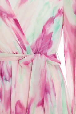 Pink Chiffon Marble Print Midi Dress -Women Clothing Sale 00100037030 ZS scaled