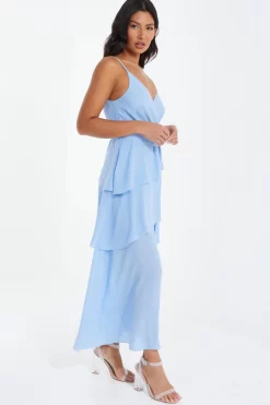 Blue Chiffon Frill Midiaxi Dress -Women Clothing Sale 00100037042 XS scaled