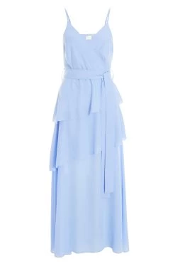 Blue Chiffon Frill Midiaxi Dress