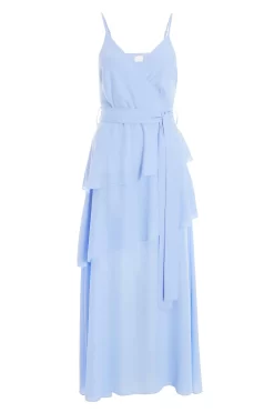 Blue Chiffon Frill Midiaxi Dress
