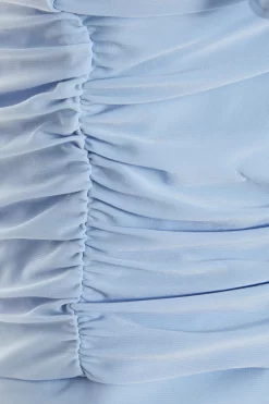 Blue Tie Front Ruched Bodycon Mini Dress -Women Clothing Sale 00100037044 ZS scaled