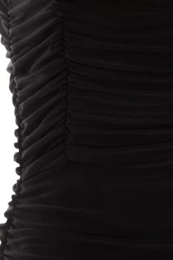 Black Tie Front Ruched Bodycon Mini Dress -Women Clothing Sale 00100037045 ZS