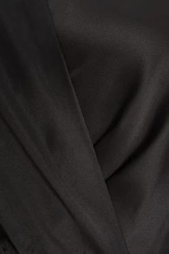 Black Satin Button Mini Shirt Dress 11 Black Satin Button Mini Shirt Dress -Women Clothing Sale 00100037097 ZS