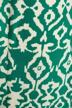 Green Satin Aztec Wrap Midi Dress -Women Clothing Sale 00100037099 ZS