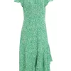Green Polka Dot Frill Midi Dress