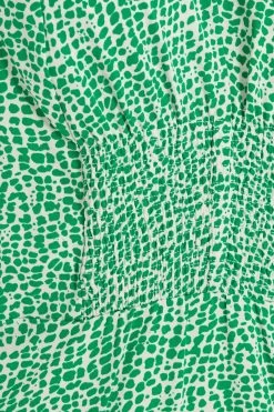 Green Polka Dot Frill Midi Dress -Women Clothing Sale 00100037101 ZS