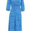 Blue Smudge Animal Print Midi Dress