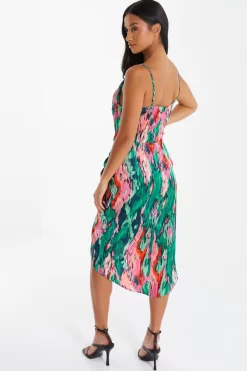 Petite Multicoloured Brush Stroke Midi Dress -Women Clothing Sale 00100037109 XB scaled