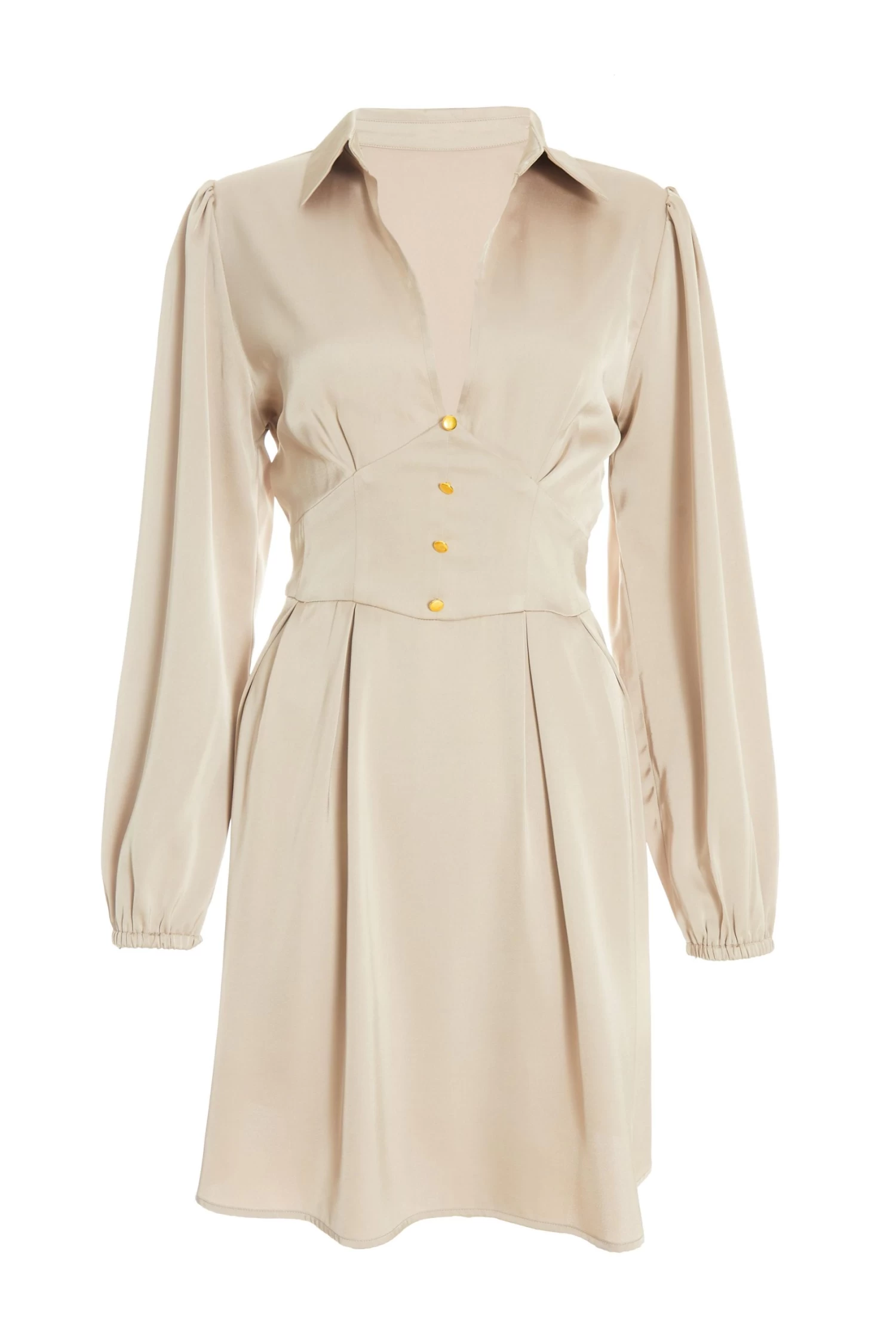 Stone Satin Button Shirt Mini Dress 1 Stone Satin Button Shirt Mini Dress