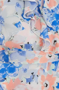 Blue Satin Floral Wrap Midaxi Dress -Women Clothing Sale 00100037132 ZS scaled