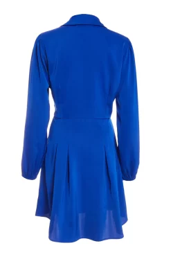 Royal Blue Satin Button Shirt Mini Dress 10 Royal Blue Satin Button Shirt Mini Dress -Women Clothing Sale 00100037135 ZB scaled