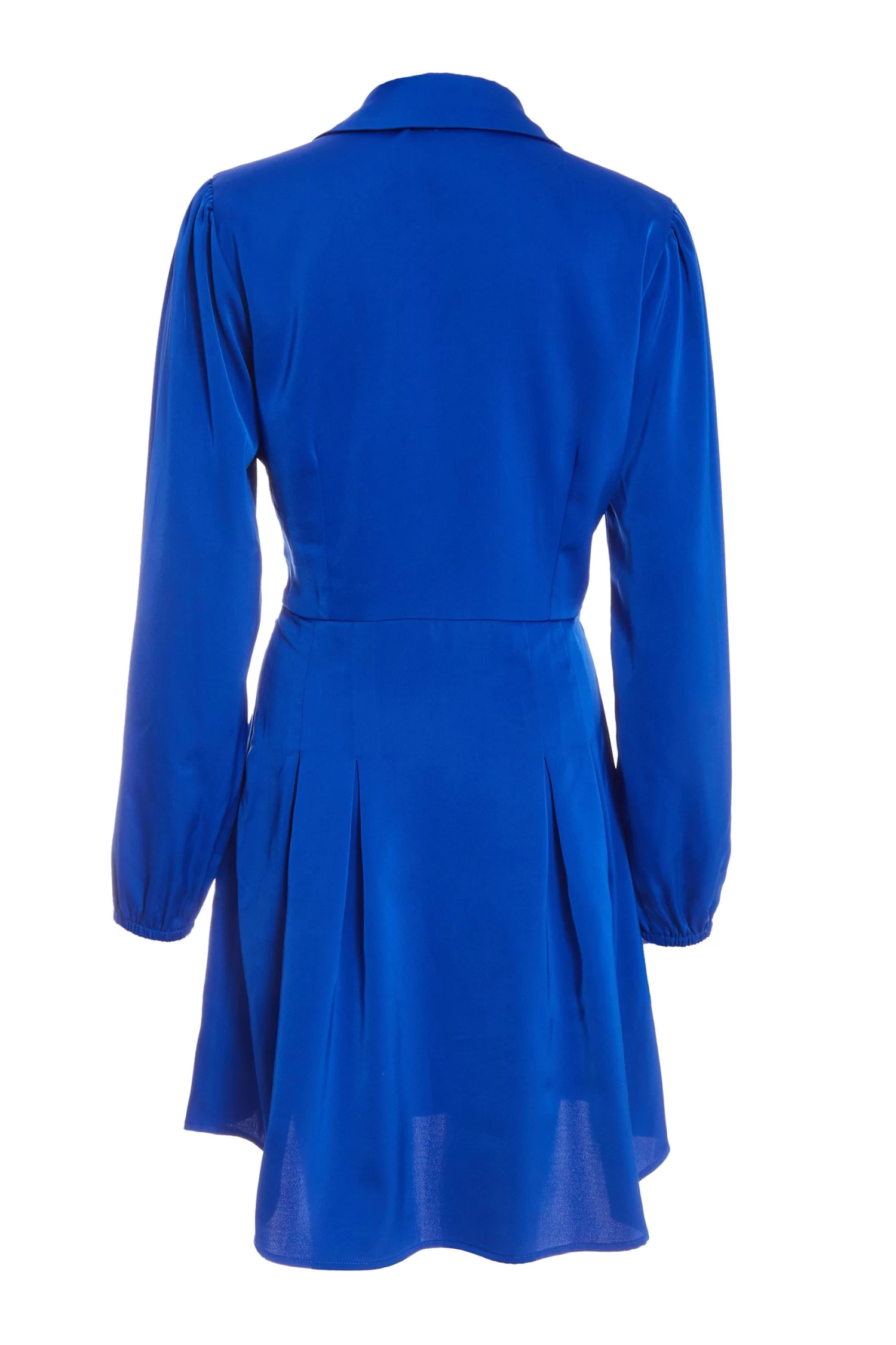 Royal Blue Satin Button Shirt Mini Dress 5 Royal Blue Satin Button Shirt Mini Dress - Image 5