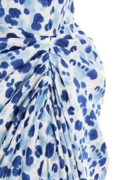 Blue Satin Animal Print Ruched Midi Dress 11 Blue Satin Animal Print Ruched Midi Dress -Women Clothing Sale 00100037160 ZS