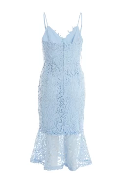 Light Blue Lace Fishtail Midi Dress -Women Clothing Sale 00100037172 ZB scaled