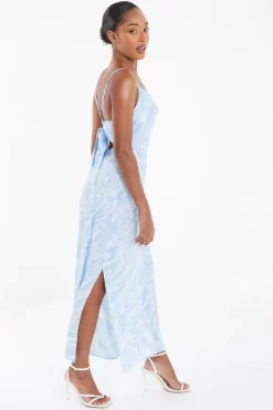 Light Blue Brush Stroke Tie Back Split Midi Dress -Women Clothing Sale 00100037202 XS scaled
