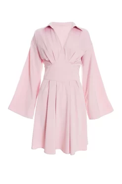 Light Pink Corset Shirt Mini Dress