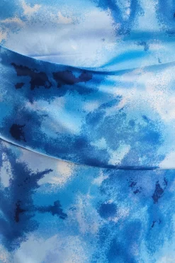 Blue Satin Marble Print Ruched Split Midi Dress 11 Blue Satin Marble Print Ruched Split Midi Dress -Women Clothing Sale 00100037207 ZS scaled