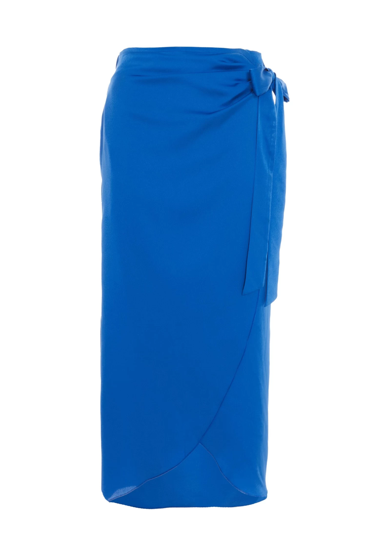 Royal Blue Satin Wrap Midi Skirt 1 Royal Blue Satin Wrap Midi Skirt