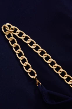 Navy Slinky Chain Wrap Midi Dress -Women Clothing Sale 00100037217 ZS scaled