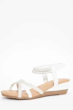 White Cross Front Comfort Wedges 8 White Cross Front Comfort Wedges -Women Clothing Sale 00100037232 XB