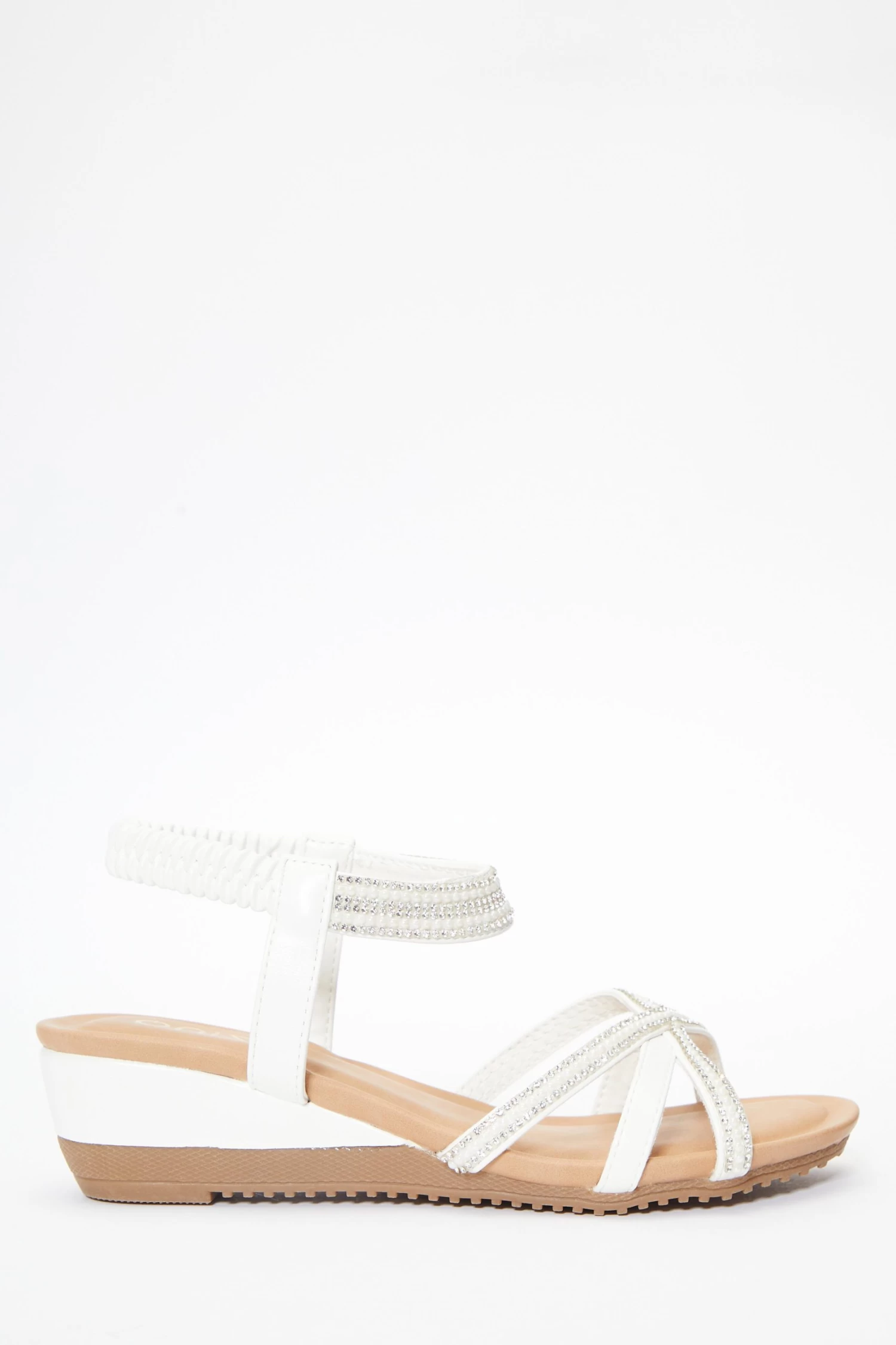 White Cross Front Comfort Wedges 2 White Cross Front Comfort Wedges - Image 2