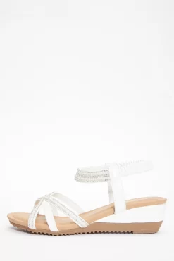 White Cross Front Comfort Wedges