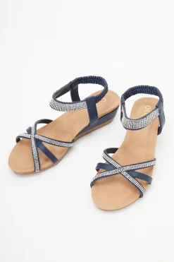 Navy Cross Front Comfort Wedges -Women Clothing Sale 00100037236 XS scaled