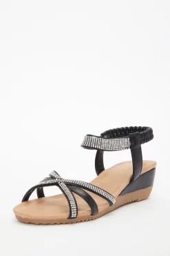 Black Cross Front Comfort Wedges 8 Black Cross Front Comfort Wedges -Women Clothing Sale 00100037243 XB scaled