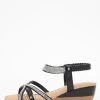 Black Cross Front Comfort Wedges